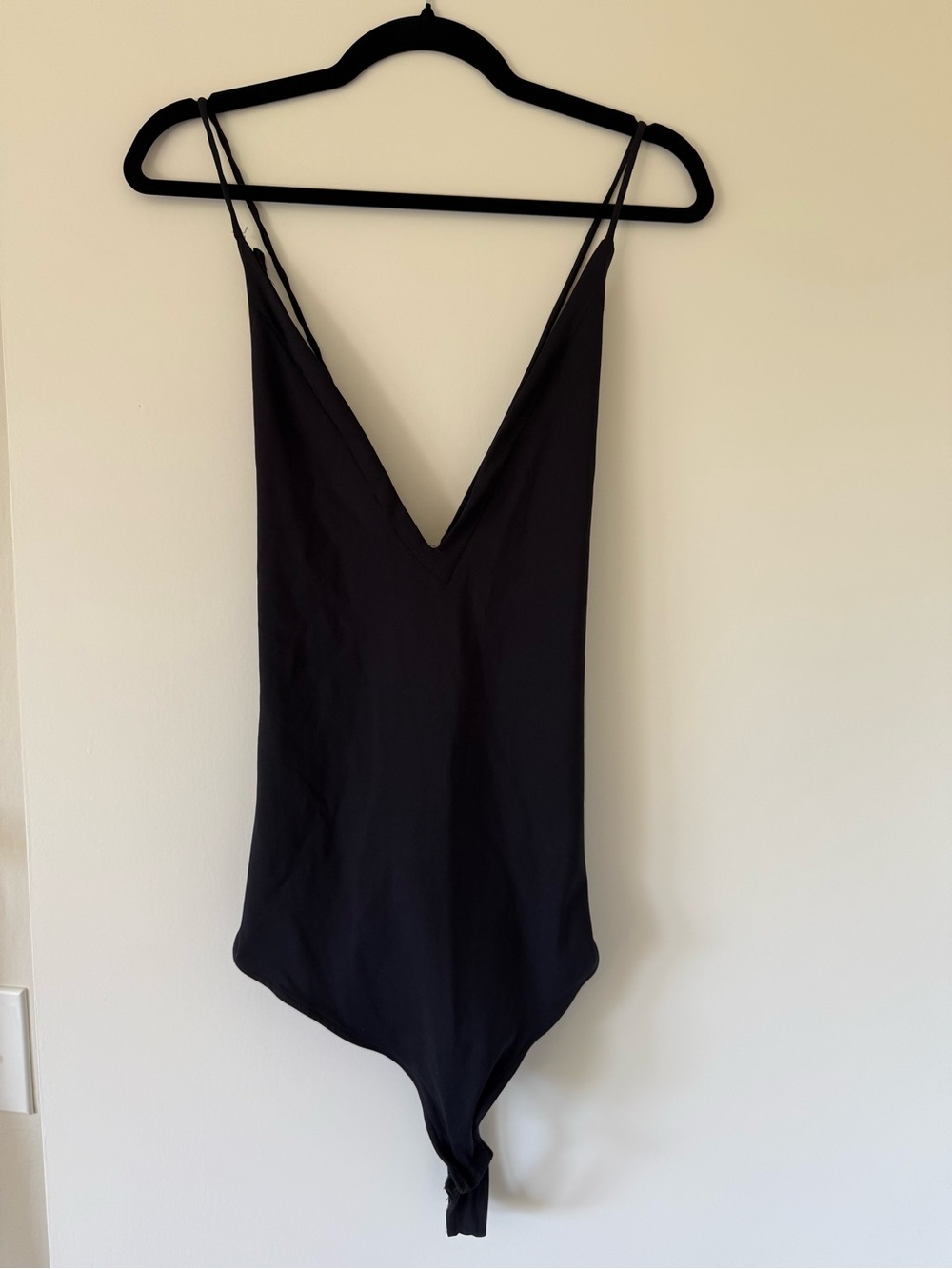 free people Black V-Neck Spaghetti Strap Bodysuit